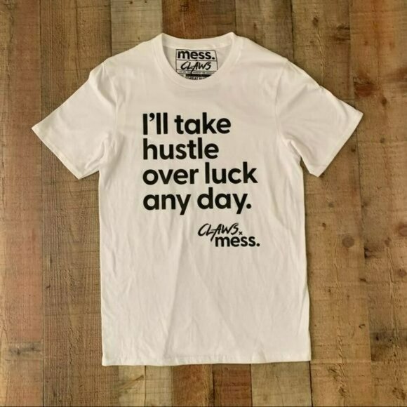 Mess in a bottle TNT x claws collaboration hustle white and black t-shirt - S - Picture 1 of 6